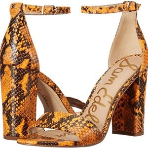 NWOT Sam Edelman “Yaro” Orange Snake Heels